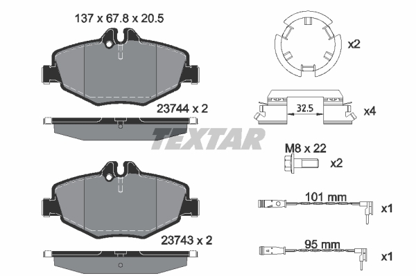 Sada brzdových platničiek kotúčovej brzdy TEXTAR (2374303)