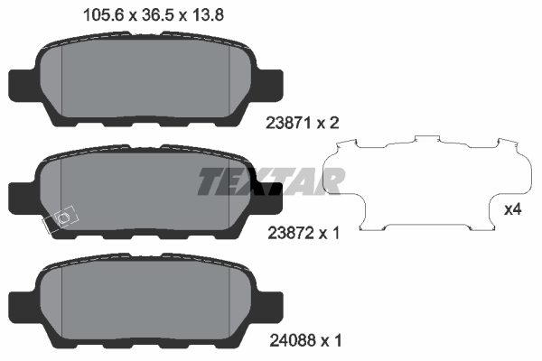 Sada brzdových platničiek kotúčovej brzdy TEXTAR (2387101)