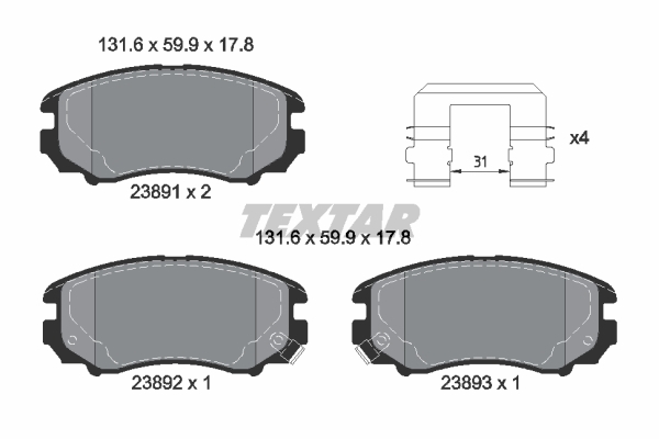 Sada brzdových platničiek kotúčovej brzdy TEXTAR (2389105)