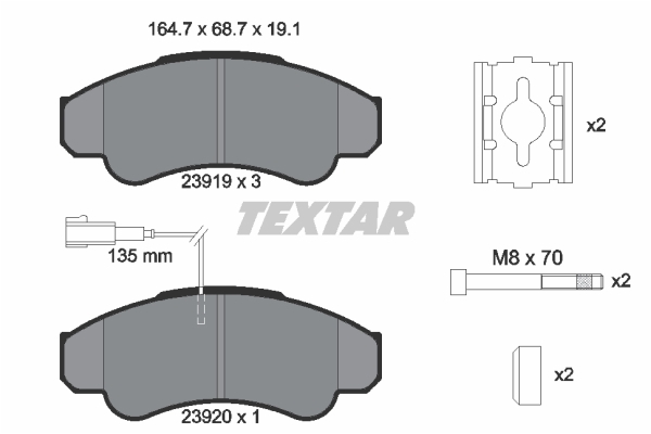 Sada brzdových platničiek kotúčovej brzdy TEXTAR (2391901)