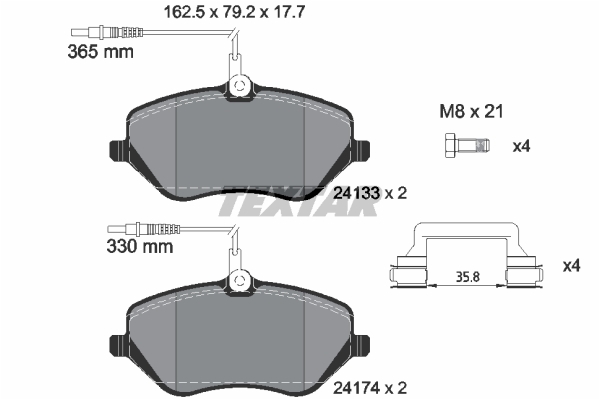 Sada brzdových platničiek kotúčovej brzdy TEXTAR (2413301)