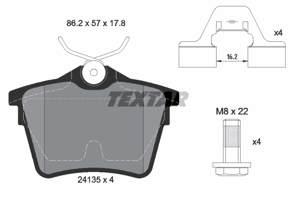 Sada brzdových platničiek kotúčovej brzdy TEXTAR (2413501)