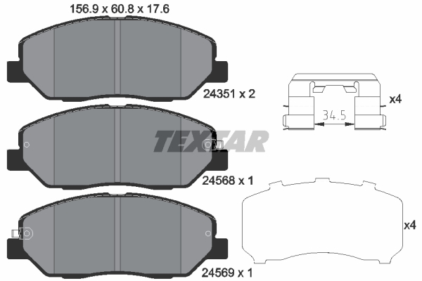 Sada brzdových platničiek kotúčovej brzdy TEXTAR (2435101)