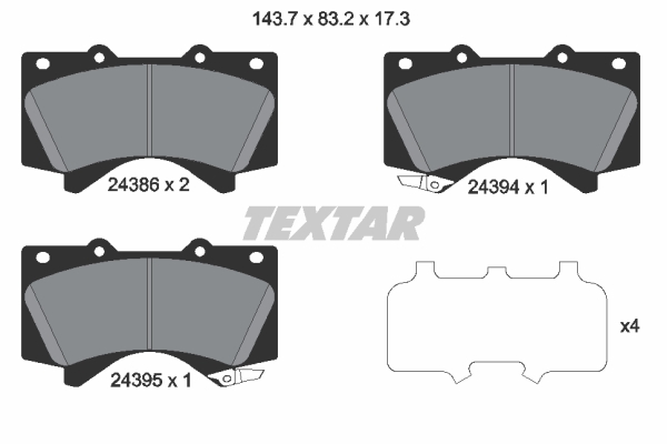 Sada brzdových platničiek kotúčovej brzdy TEXTAR (2438601)