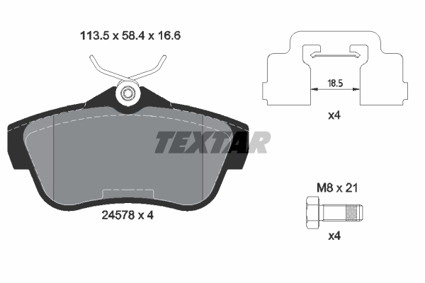 Sada brzdových platničiek kotúčovej brzdy TEXTAR (2457801)