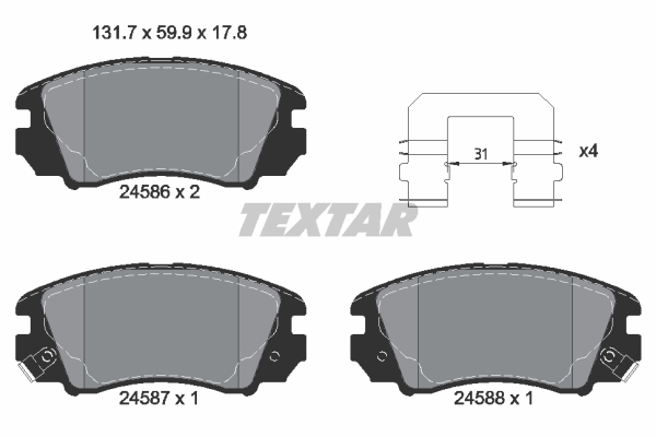 Sada brzdových platničiek kotúčovej brzdy TEXTAR (2458601)