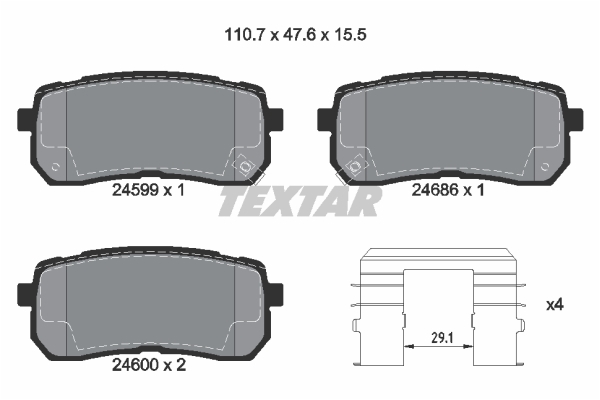 Sada brzdových platničiek kotúčovej brzdy TEXTAR (2459901)