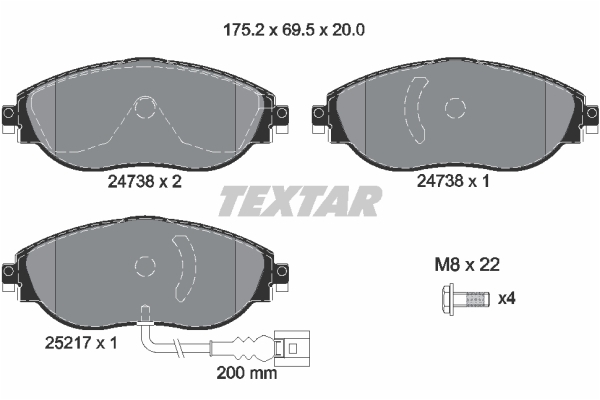 Sada brzdových platničiek kotúčovej brzdy TEXTAR (2473801)