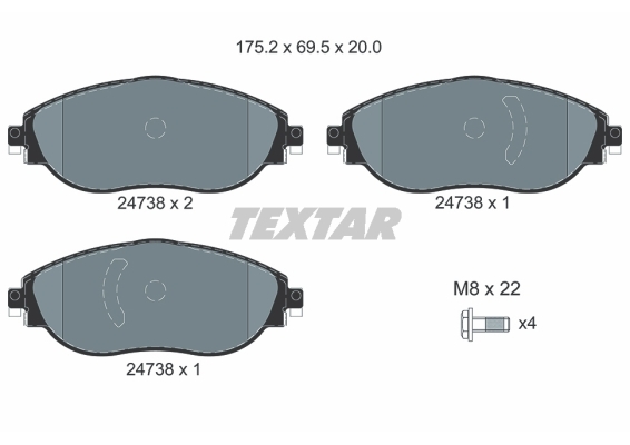 Sada brzdových platničiek kotúčovej brzdy TEXTAR (2473806)