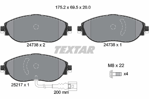 Sada brzdových platničiek kotúčovej brzdy TEXTAR (2473803)