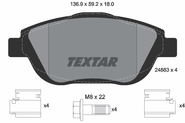 Sada brzdových platničiek kotúčovej brzdy TEXTAR (2488301)