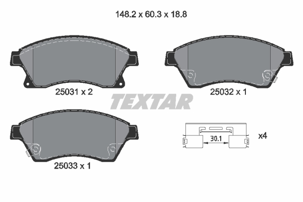 Sada brzdových platničiek kotúčovej brzdy TEXTAR (2503101)