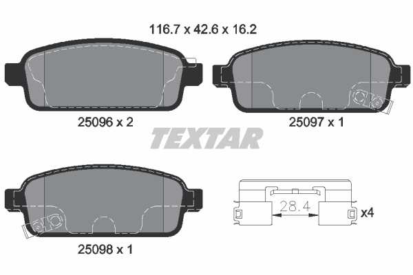 Sada brzdových platničiek kotúčovej brzdy TEXTAR (2509606)