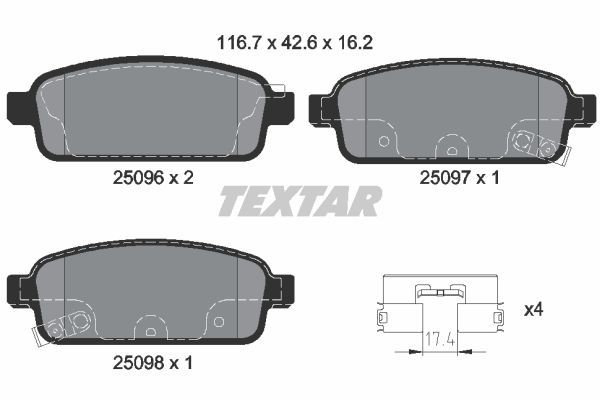 Sada brzdových platničiek kotúčovej brzdy TEXTAR (2509602)