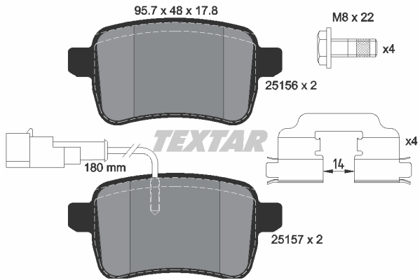 Sada brzdových platničiek kotúčovej brzdy TEXTAR (2515601)