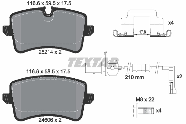 Sada brzdových platničiek kotúčovej brzdy TEXTAR (2521402)