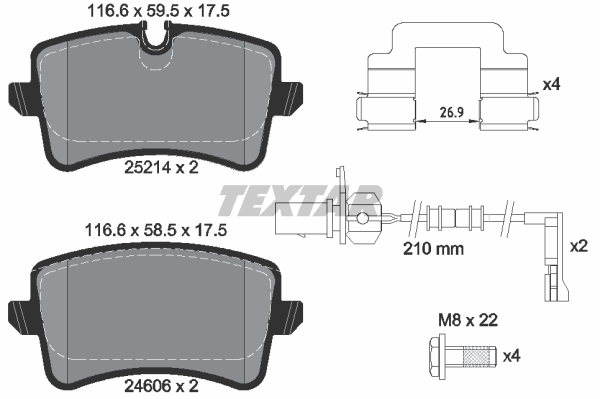 Sada brzdových platničiek kotúčovej brzdy TEXTAR (2521403)