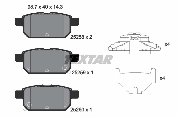 Sada brzdových platničiek kotúčovej brzdy TEXTAR (2525801)