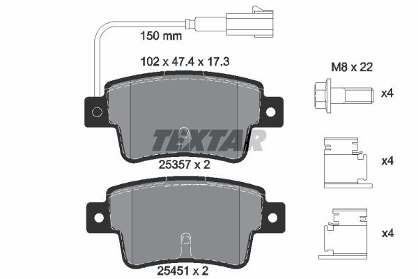 Sada brzdových platničiek kotúčovej brzdy TEXTAR (2535701)