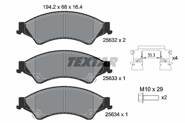 Sada brzdových platničiek kotúčovej brzdy TEXTAR (2563201)