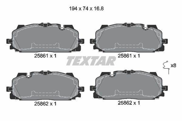 Sada brzdových platničiek kotúčovej brzdy TEXTAR (2586101)