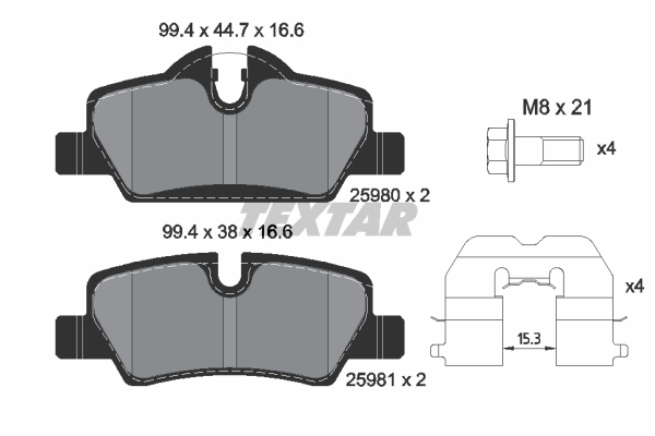 Sada brzdových platničiek kotúčovej brzdy TEXTAR (2598001)