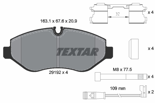 Sada brzdových platničiek kotúčovej brzdy TEXTAR (2919202)